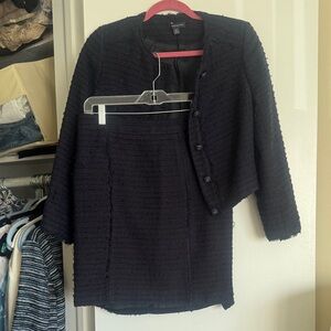 Brooks Brothers Tweed Navy Skirt Suit Set, Altered to fit size US 4